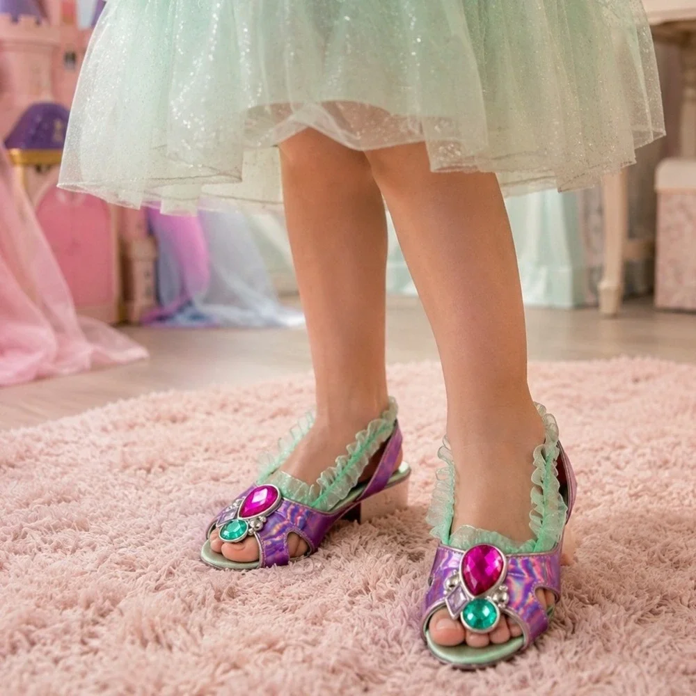 Disney Ariel The Little Mermaid Costume Shoes Girls 11/12 Purple Iridescent Gem